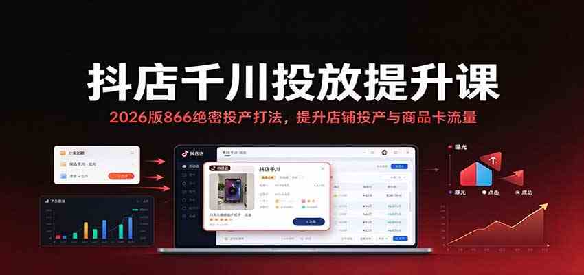 抖店千川投放提升课:2026版866绝密投产打法,提升店铺投产与商品卡流量 抖店千川投放提升课:2026版866绝密投产打法,提升店铺投产与商品卡流量