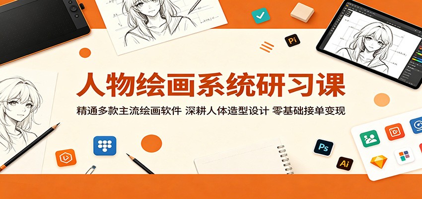 人物绘画系统研习课：精通多款主流绘画软件，深耕人体造型设计，零基础接单变现-小灰云创
