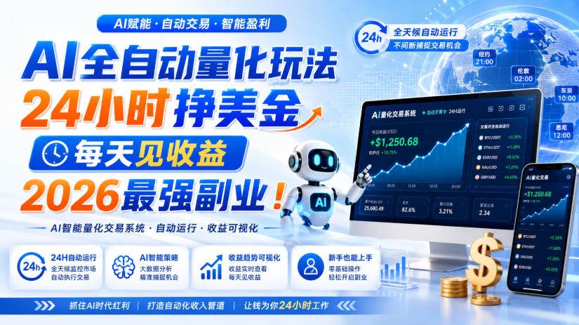 (19899期)AI量化全自动操作挣美金,矩阵可日入1000+,适合普通人的副业!-小灰云创