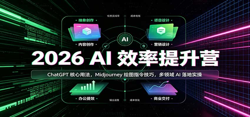 2026 AI效率提升营：ChatGPT核心用法，Midjourney绘图指令技巧，多领域AI落地实操-小灰云创