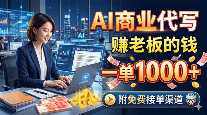 (18444期)AI商业代写,赚老板的钱,一单1000+,附免费接单渠道-小灰云创
