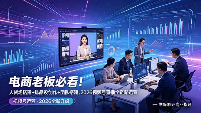 （18845期）电商老板必看！人货场搭建+排品设计+素材创作+团队搭建，2026视频号直播全链路运营-小灰云创