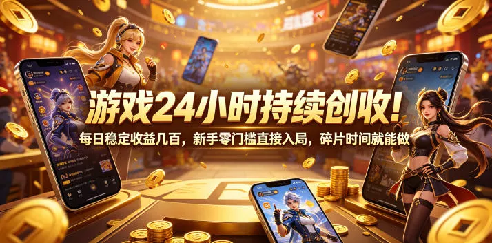 游戏24小时持续创收！每日稳定收益几百，新手零门槛直接入局，碎片时间就能做【揭秘】-小灰云创