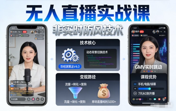 宝子哥无人直播实战课，非实时防风技术，聚焦抖音快手等平台直播带货，轻松开启直播变现之路（更新2026年08月06日）-小灰云创