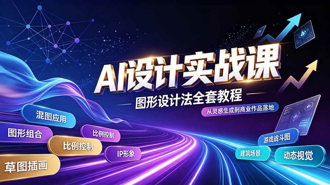 (19554期)AI设计实战课|图形设计法全套教程,解锁AI工作流技法,精通插画IP、建筑、游戏视觉创作-小灰云创