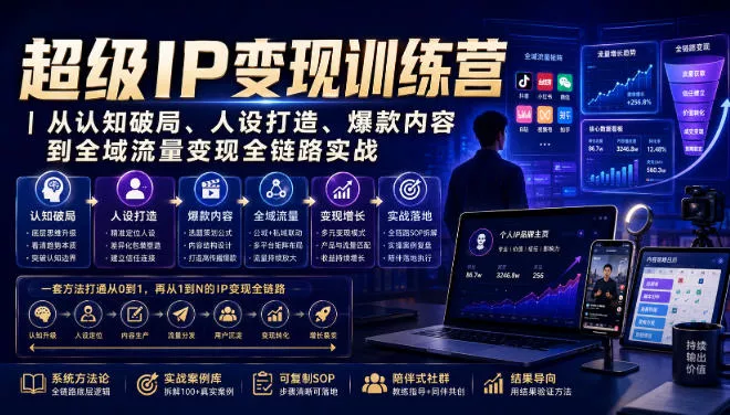 超级IP变现训练营｜从认知破局、人设打造、爆款内容到全域流量变现全链路实战-小灰云创