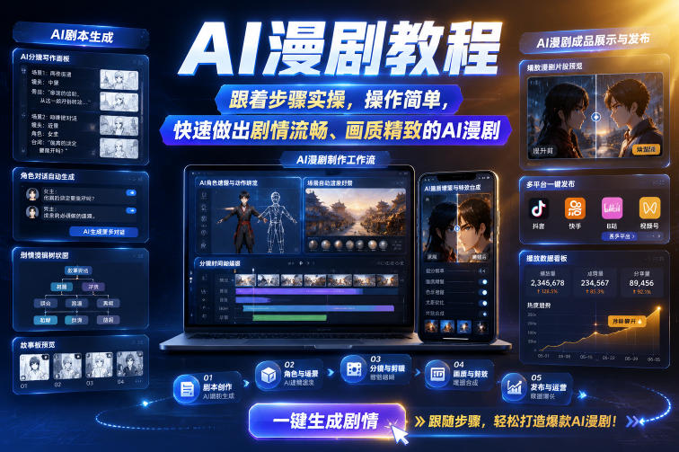 AI漫剧教程，跟着步骤实操，操作简单，快速做出剧情流畅、画质精致的AI漫剧-小灰云创