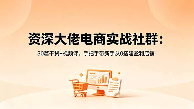资深大佬电商实战社群:30篇干货+视频课,手把手带新手从0搭建盈利店铺-小灰云创
