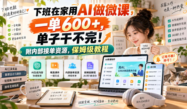 下班在家用AI做微课，一单600+，单子干不完！附内部接单资源，保姆级教程【揭秘】-小灰云创