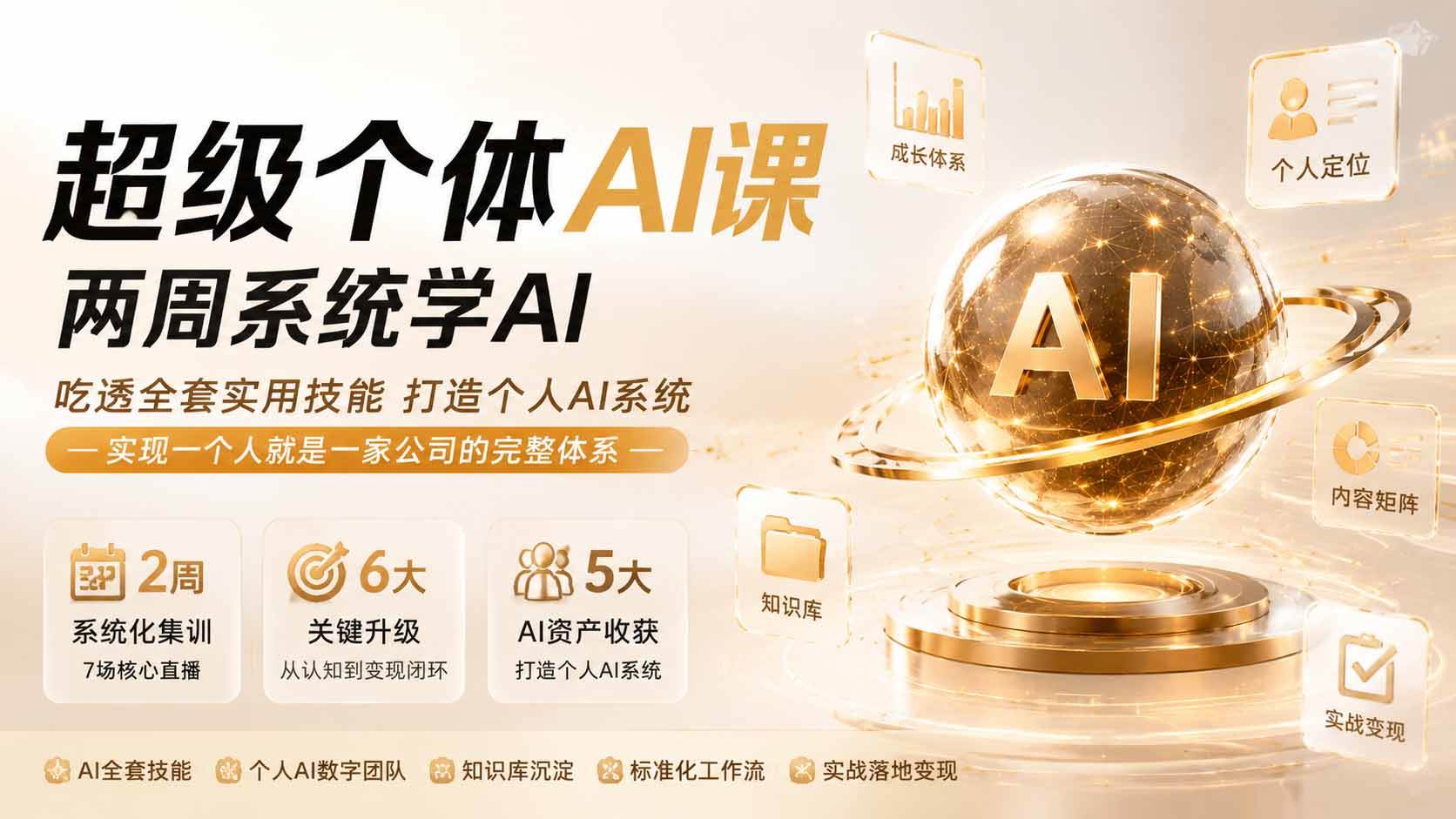 （19827期）超级个体AI课两周系统学AI；吃透全套实用技能打造个人AI系统，实现一个人就是一家公司的完整体系-小灰云创