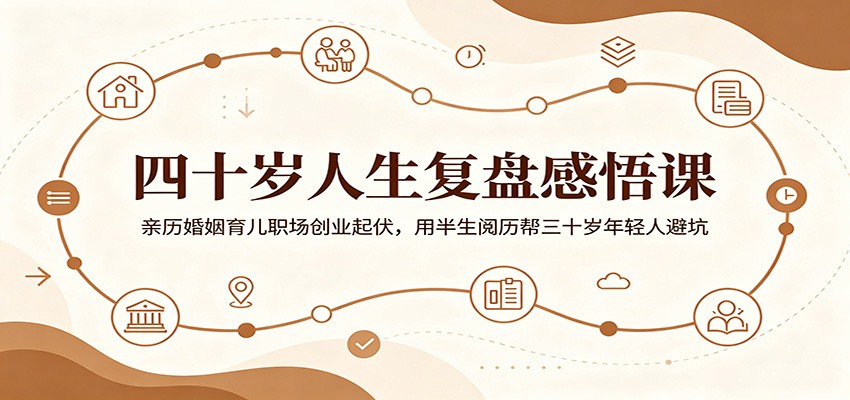 四十岁人生复盘感悟课:亲历婚姻育儿职场创业起伏,用半生阅历帮三十岁年轻人避坑-小灰云创