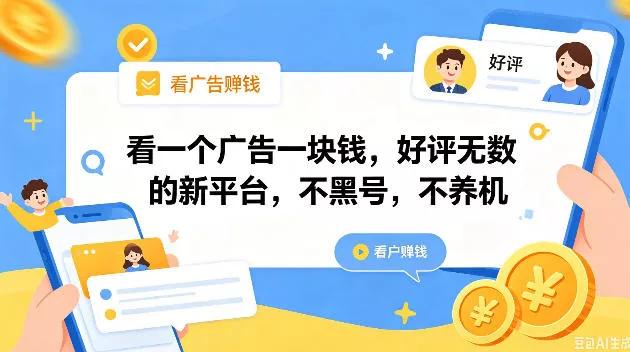 看一个广告一块钱，好评无数的新平台，不黑号，不养机，一撸几十块钱还是不错的【揭秘】-小灰云创