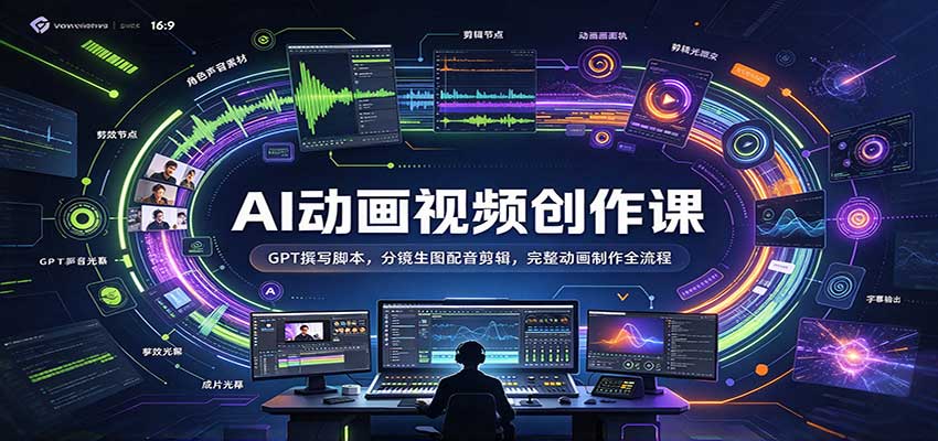 AI动画视频创作课:GPT撰写脚本,分镜生图配音剪辑,完整动画制作全流程-小灰云创