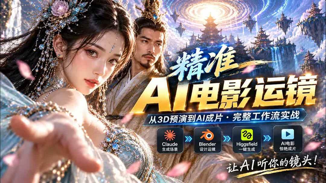 （20503期）AI视频终于能精准运镜了！Claude + Blender + Higgsfield 免费插件实测-小灰云创