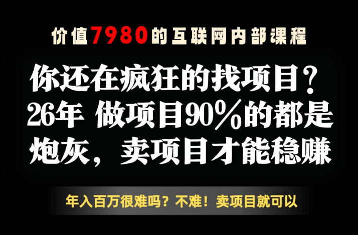 26年请不要疯狂的找项目了,卖项目远比你想象的暴利,你也可以月入10W+【揭秘】 26年请不要疯狂的找项目了,卖项目远比你想象的暴利,你也可以月入10W+【揭秘】