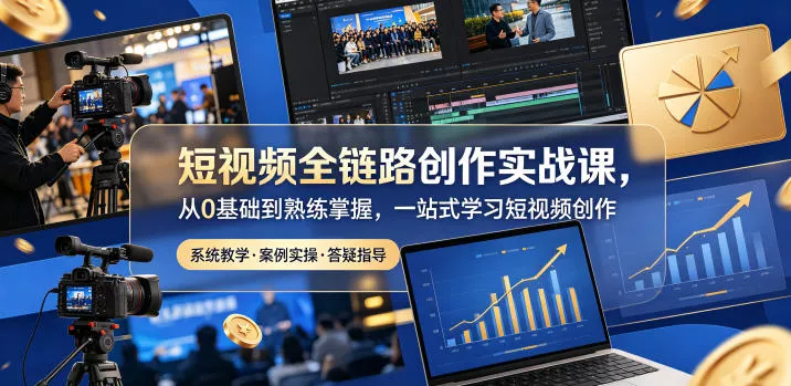 短视频全链路创作实战课，从0基础到熟练掌握，一站式学习短视频创作-小灰云创