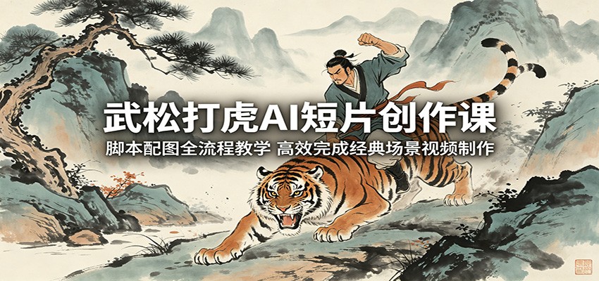武松打虎AI短片创作课:脚本配图全流程教学,高效完成经典场景视频制作-小灰云创