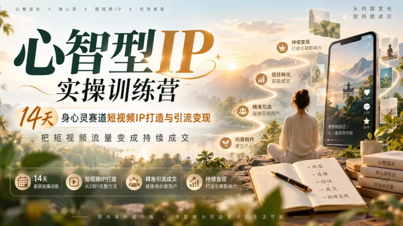 心智型IP实操训练营|14天身心灵赛道短视频IP打造与引流变现,把短视频流量变成持续成交 心智型IP实操训练营|14天身心灵赛道短视频IP打造与引流变现,把短视频流量变成持续成交