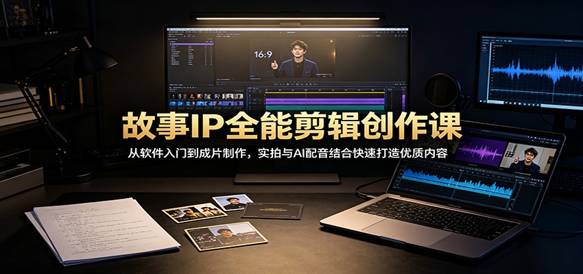 故事IP全能剪辑创作课：从软件入门到成片制作，实拍与AI配音结合快速打造优质内容-小灰云创