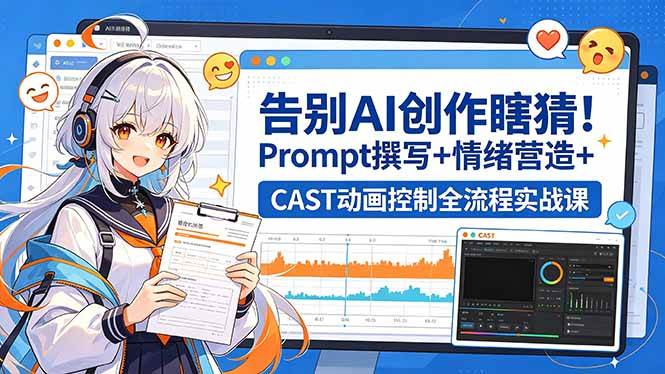 （18473期）告别AI创作瞎猜！Prompt撰写+情绪营造+CAST动画控制全流程实战课-小灰云创