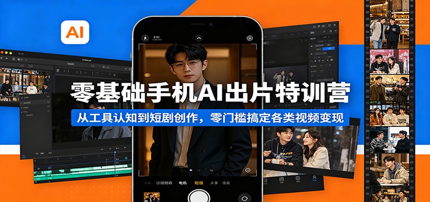 零基础手机AI出片特训营：从工具认知到短剧创作，零门槛搞定各类视频变现-小灰云创