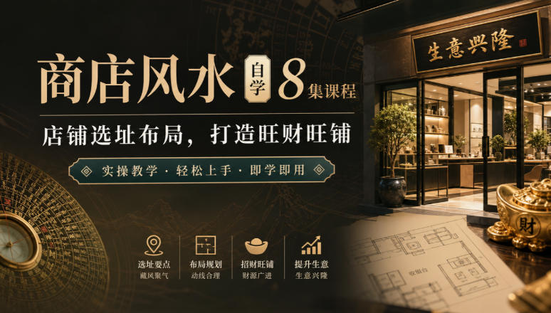 商店风水自学8集课程|店铺选址布局,打造旺财旺铺实操教学-小灰云创