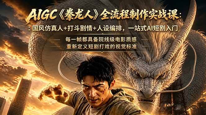 （18849期）AIGC《豢龙人》全流程制作实战课：国风仿真人+打斗剧情+人设编排，一站式AI短剧入门-小灰云创
