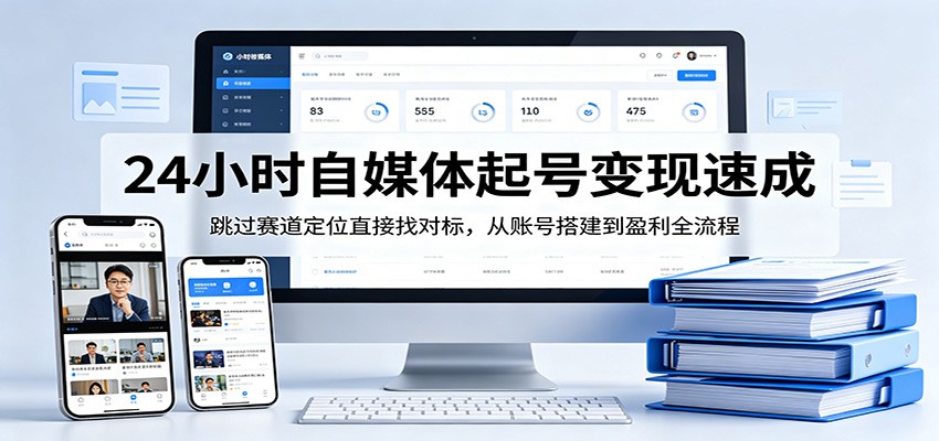 24小时自媒体起号变现速成，跳过赛道定位直接找对标，从账号搭建到盈利全流程-小灰云创