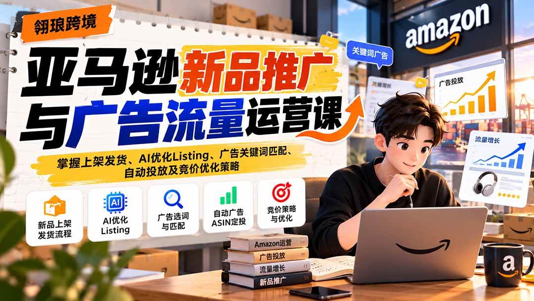 （21036期）亚马逊新品推广与广告流量运营课：掌握上架发货、AI优化Listing、广告关键词匹配、自动投放及竞价优化策略-小灰云创