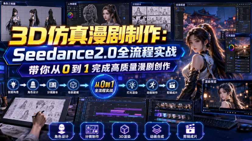 3D仿真漫剧制作：Seedance2.0全流程实战，带你从0到1完成高质量漫剧创作-小灰云创