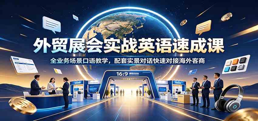 外贸展会实战英语速成课：全业务场景口语教学，配套实景对话快速对接海外客商-小灰云创