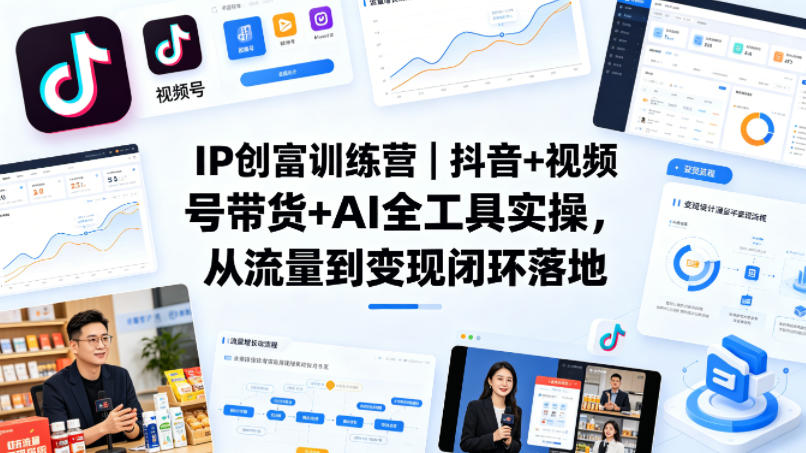 IP创富训练营｜抖音+视频号带货+AI全工具实操，从流量到变现闭环落地-小灰云创