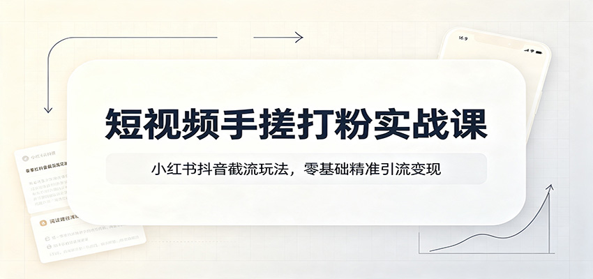 短视频手搓打粉实战课：小红书抖音截流玩法，零基础精准引流变现-小灰云创