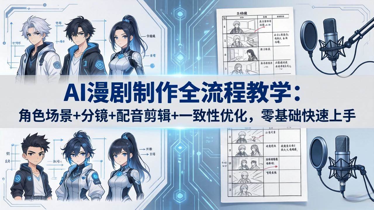 （18090期）AI漫剧制作全流程教学：角色场景+分镜+配音剪辑+一致性优化，零基础快速上手-小灰云创
