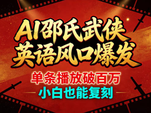 AI邵氏武侠英语风口爆发，单条播放破百万，小白也能复刻-小灰云创