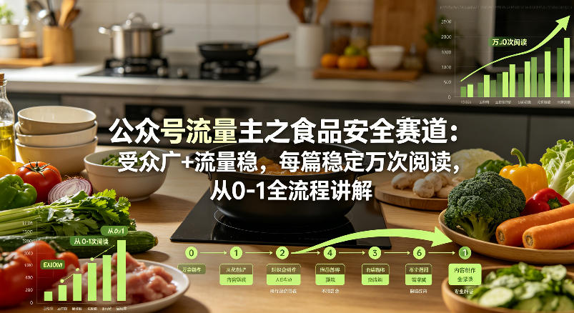 公众号流量主之食品安全赛道，受众广+流量稳，每篇作品稳定万次阅读，从0-1全流程讲解-小灰云创