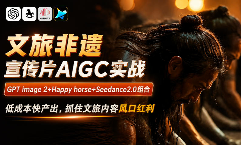 文旅非遗宣传片AIGC实战,GPT image 2+Happy horse+Seedance2.0组合,低成本快产出,抓住文旅内容风口红利-小灰云创