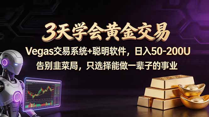 3天学会黄金交易，Vegas交易技术+聪明软件，日赚50-100U - 小灰云创-小灰云创