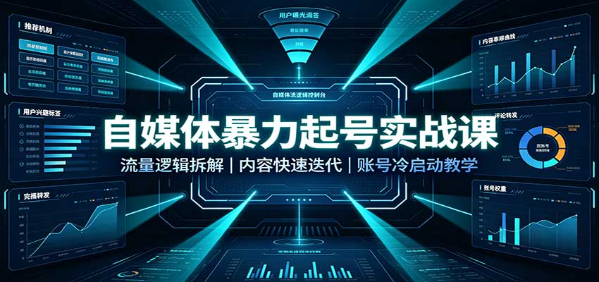 自媒体暴力起号实战课：流量逻辑拆解，内容快速迭代，账号冷启动教学-小灰云创