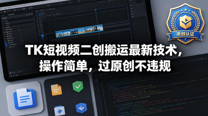 TK短视频二创搬运最新技术，操作简单，过原创不违规-小灰云创
