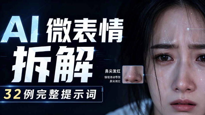 AI微表情拆解提示词合集，精准调控AI角色表情，可直接复用，0基础也能调出影视级表情变化-小灰云创