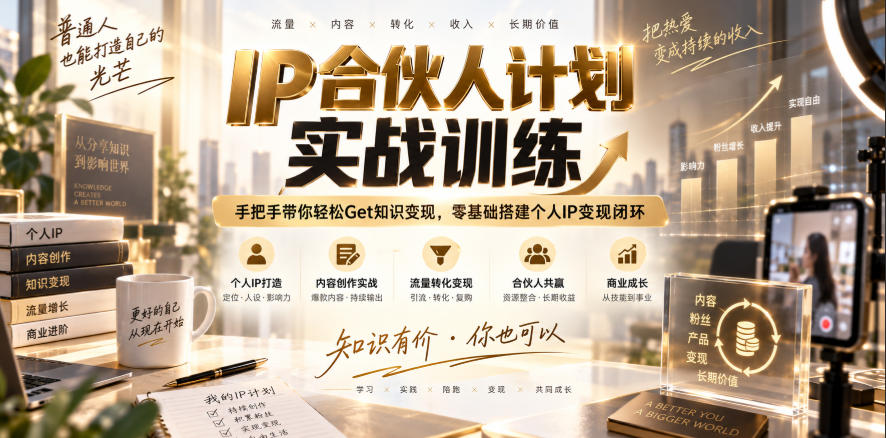 IP合伙人计划实战训练，手把手带你轻松Get知识变现，零基础搭建个人IP变现闭环（更新260908）-小灰云创