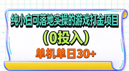 纯小白可落地实操的游戏打金项目(0投入)单机单号30+-小灰云创