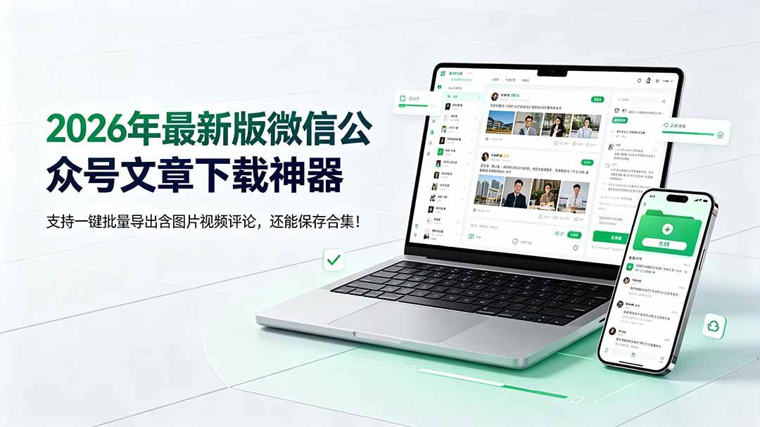 （19486期）2026年最新版微信公众号文章下载神器，支持一键批量导出含图片视频评论，还能保存合集！-小灰云创