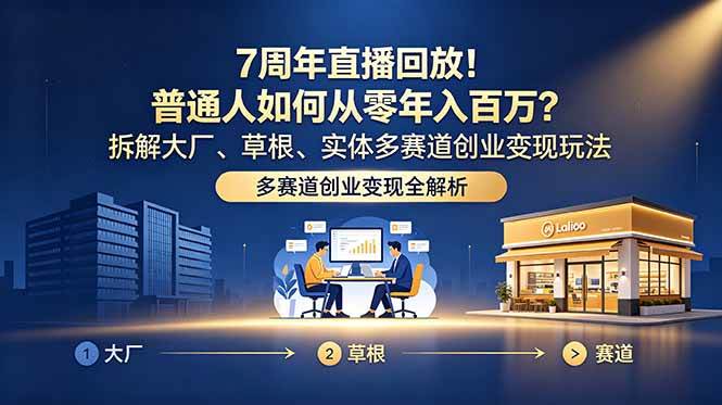 (18894期)7周年直播回放!普通人如何从零年入百万?拆解大厂、草根、实体多赛道创业变现玩法-小灰云创
