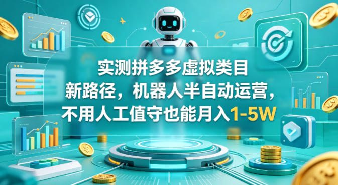实测拼多多虚拟类目新路径，机器人半自动运营，不用人工值守也能月入1-5W【揭秘】 - 小灰云创-小灰云创