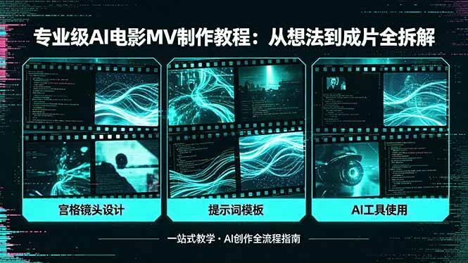 （18295期）专业级AI电影MV制作教程，从想法到成片全拆解，宫格镜头+提示词模板+AI工具一站式教学-小灰云创