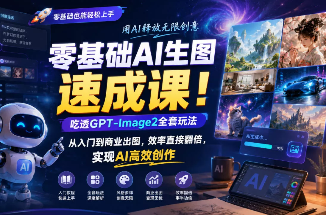 零基础AI生图速成课!吃透GPT-Image2全套玩法,从入门到商业出图,效率直接翻倍,实现AI高效创作-小灰云创
