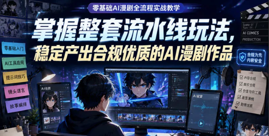 零基础AI漫剧全流程实战教学,掌握整套流水线玩法,稳定产出合规优质的AI漫剧作品-小灰云创