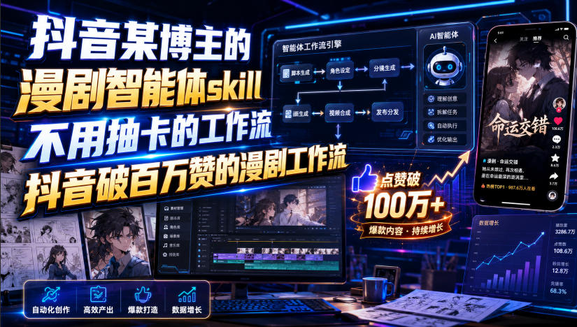 抖音某博主的漫剧智能体skill,不用抽卡的工作流,抖音破百万赞的漫剧工作流(更新) 抖音某博主的漫剧智能体skill,不用抽卡的工作流,抖音破百万赞的漫剧工作流(更新)